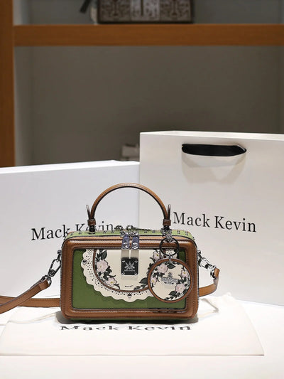 Women Luxury and Delicate Flower Printing Handheld Square Bag 2024 Summer New Fashion and Popular Shoulder Crossbody Bag