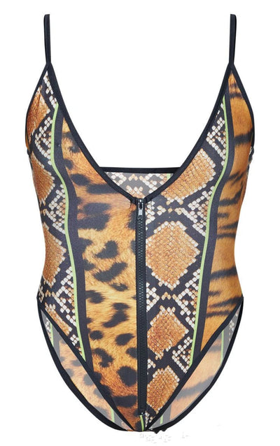 5XL One Piece Swimsuit Sexy Leopard Snakeskin Print Zipper plus Size Swimwear Women Bodysuit Bathing Suit Swim Wear Bikini